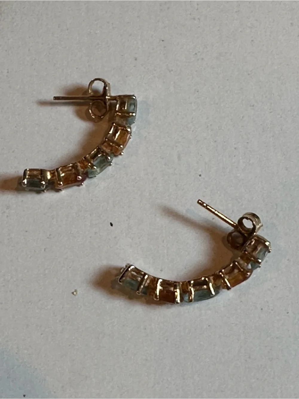 14K Solid Gold Natural Blue Topaz Leverback Earrings
